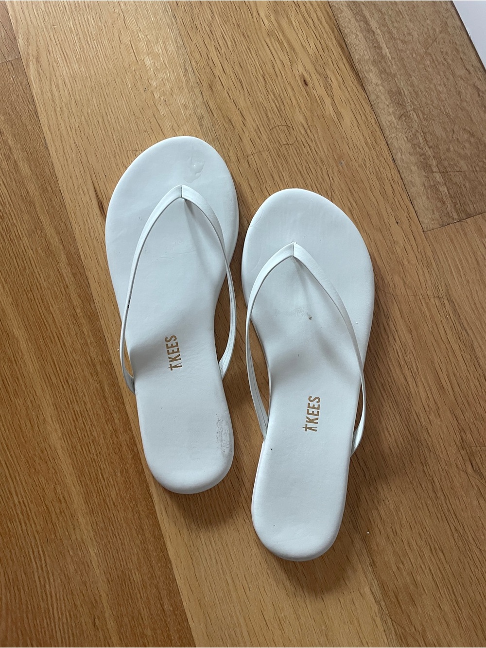 TKEES White Minimal Slim-Strap Sandals